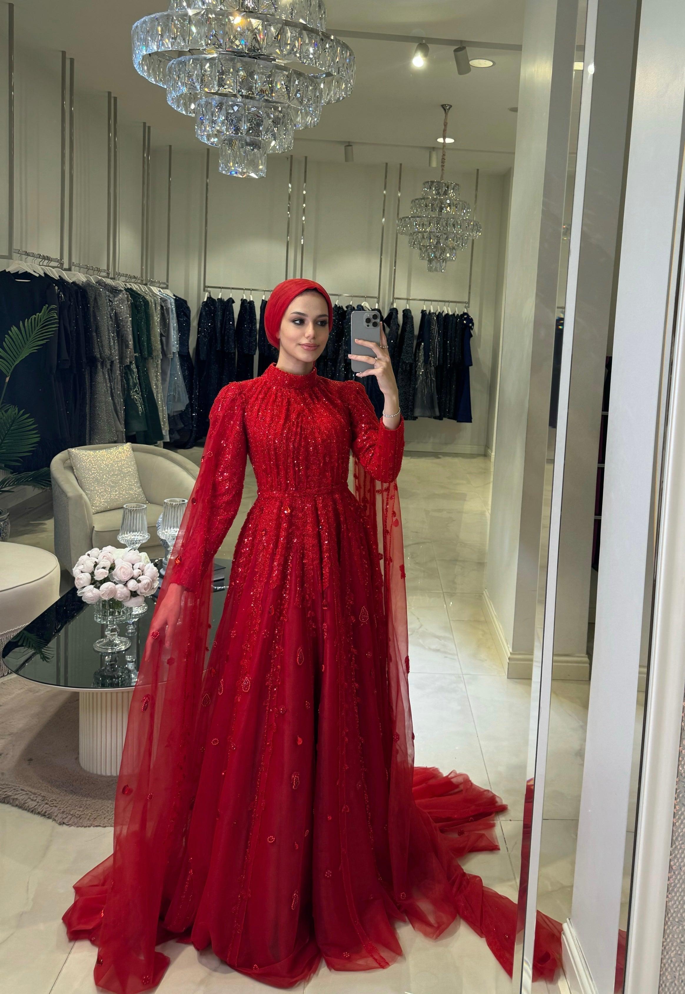 Bella Özel Dikim Pelerinli Elbise - MyRentalDress