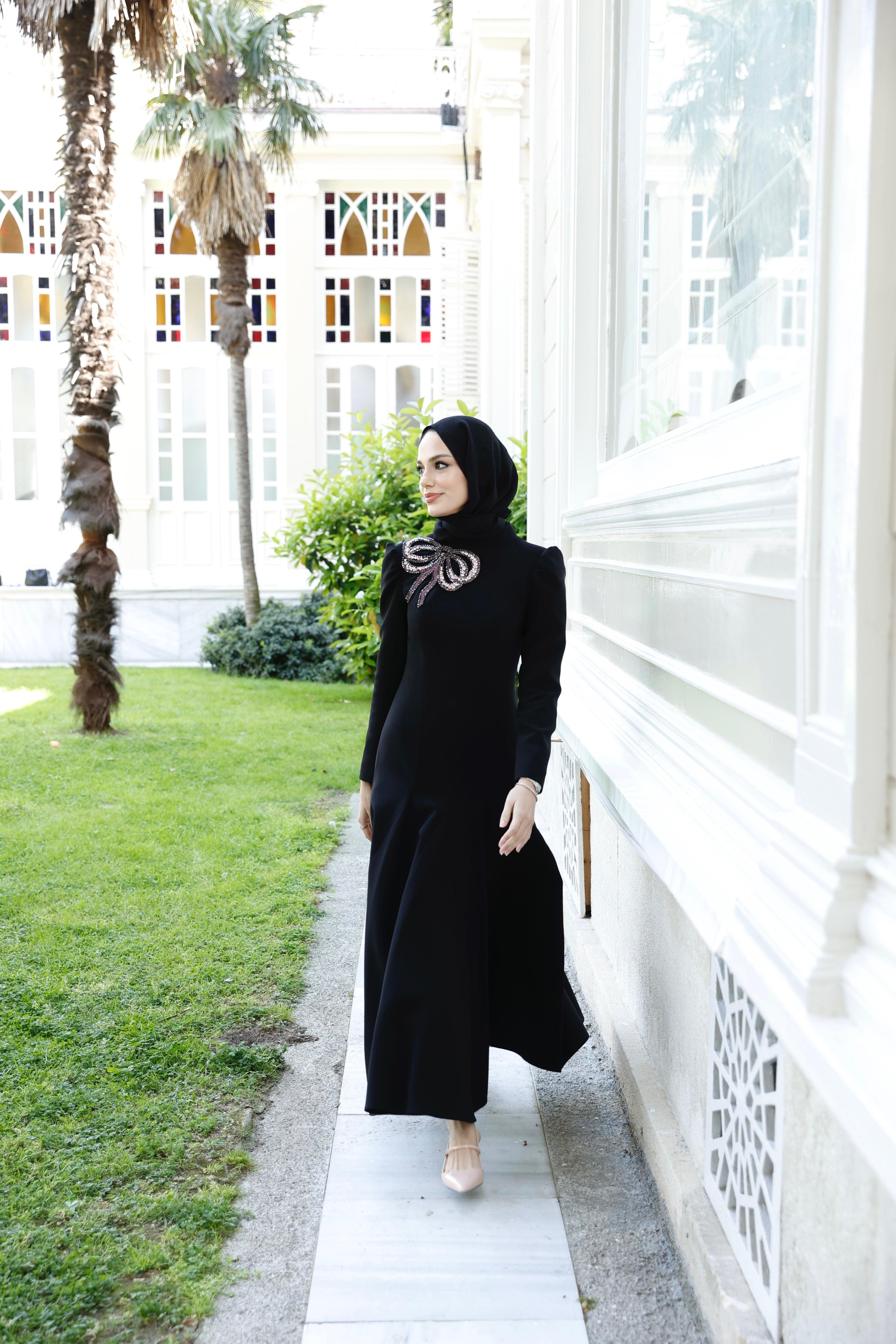 Dolce Siyah Midi Boy Elbise - MyRentalDress