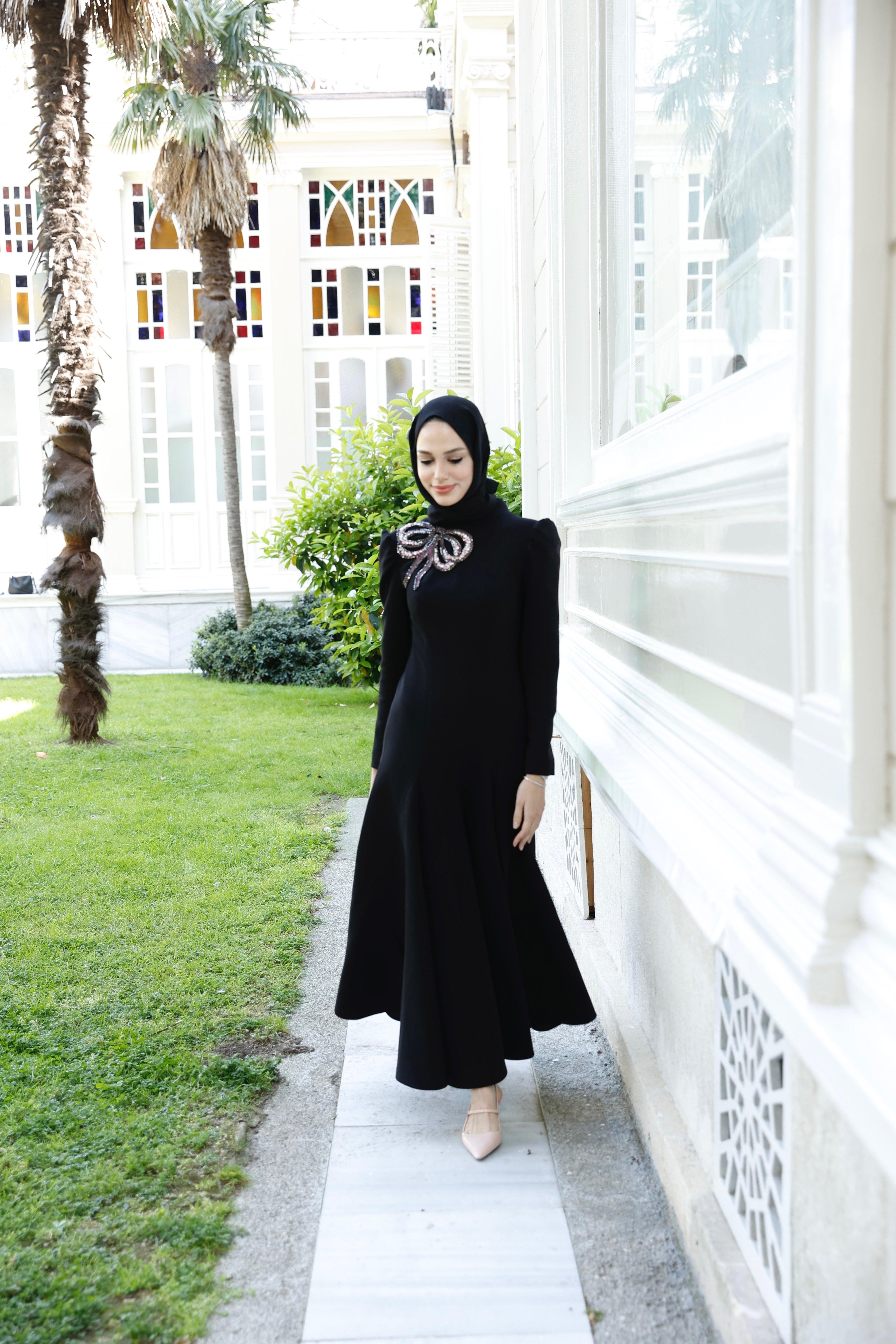 Dolce Siyah Midi Boy Elbise - MyRentalDress