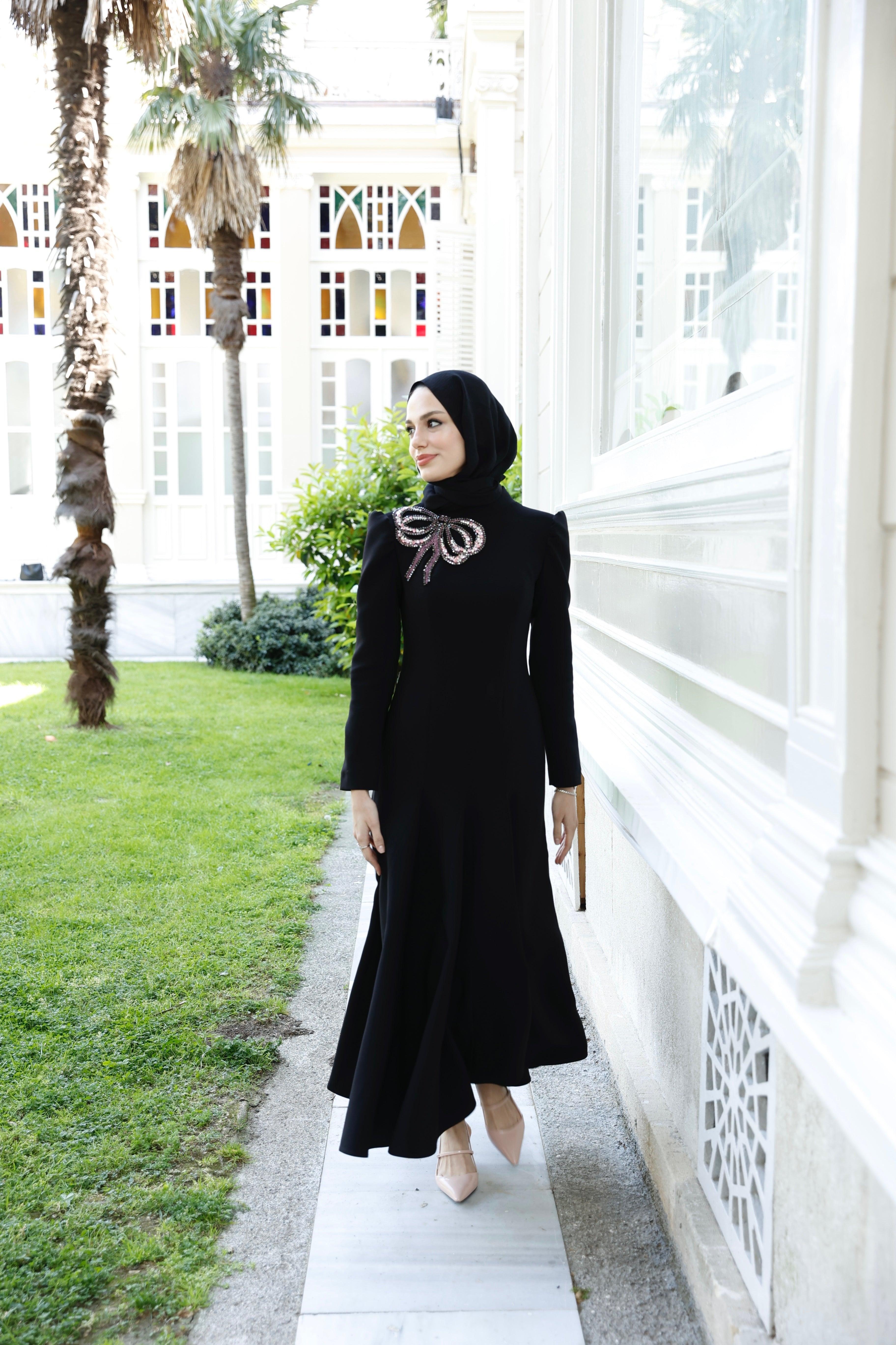 Dolce Siyah Midi Boy Elbise - MyRentalDress