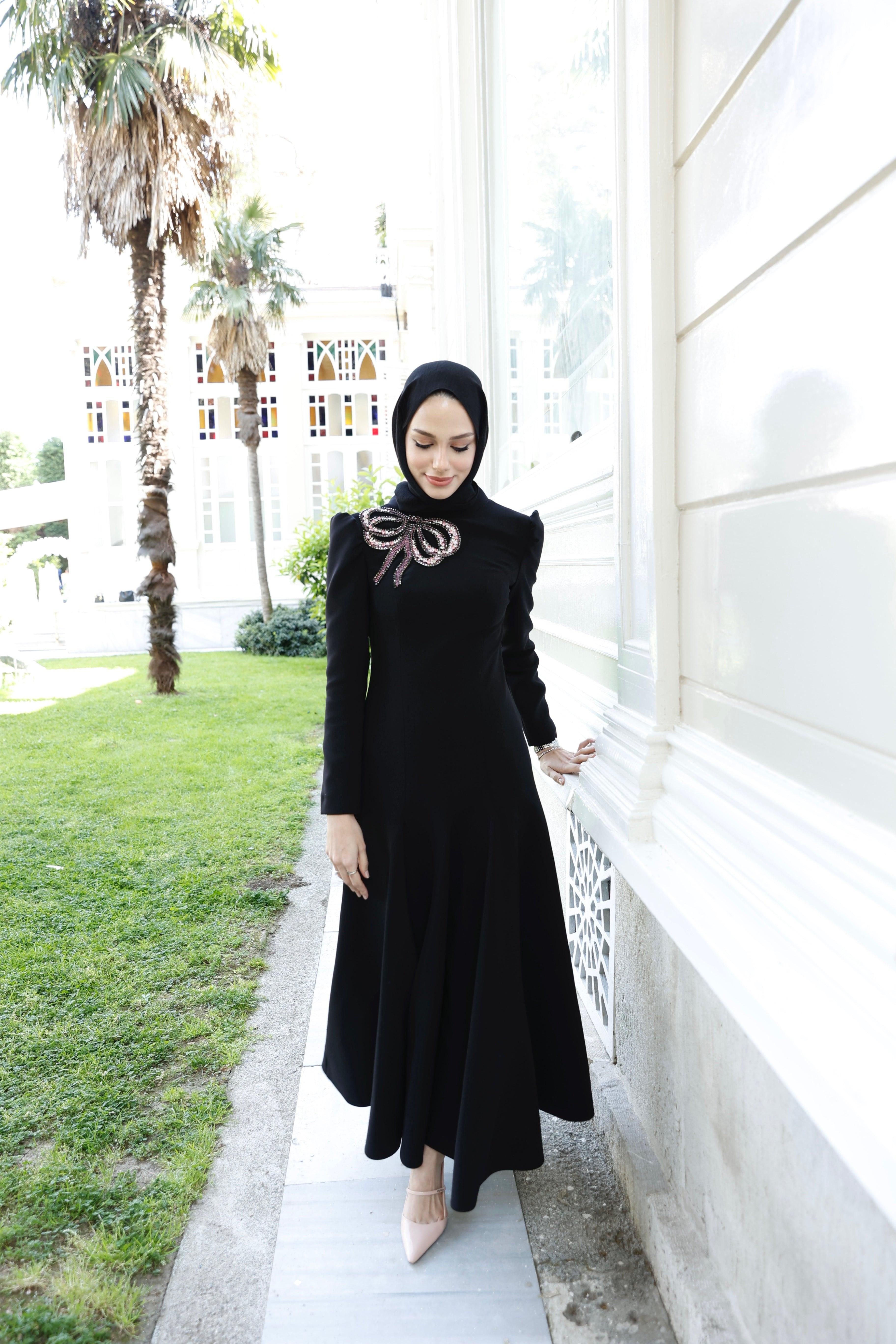 Dolce Siyah Midi Boy Elbise - MyRentalDress