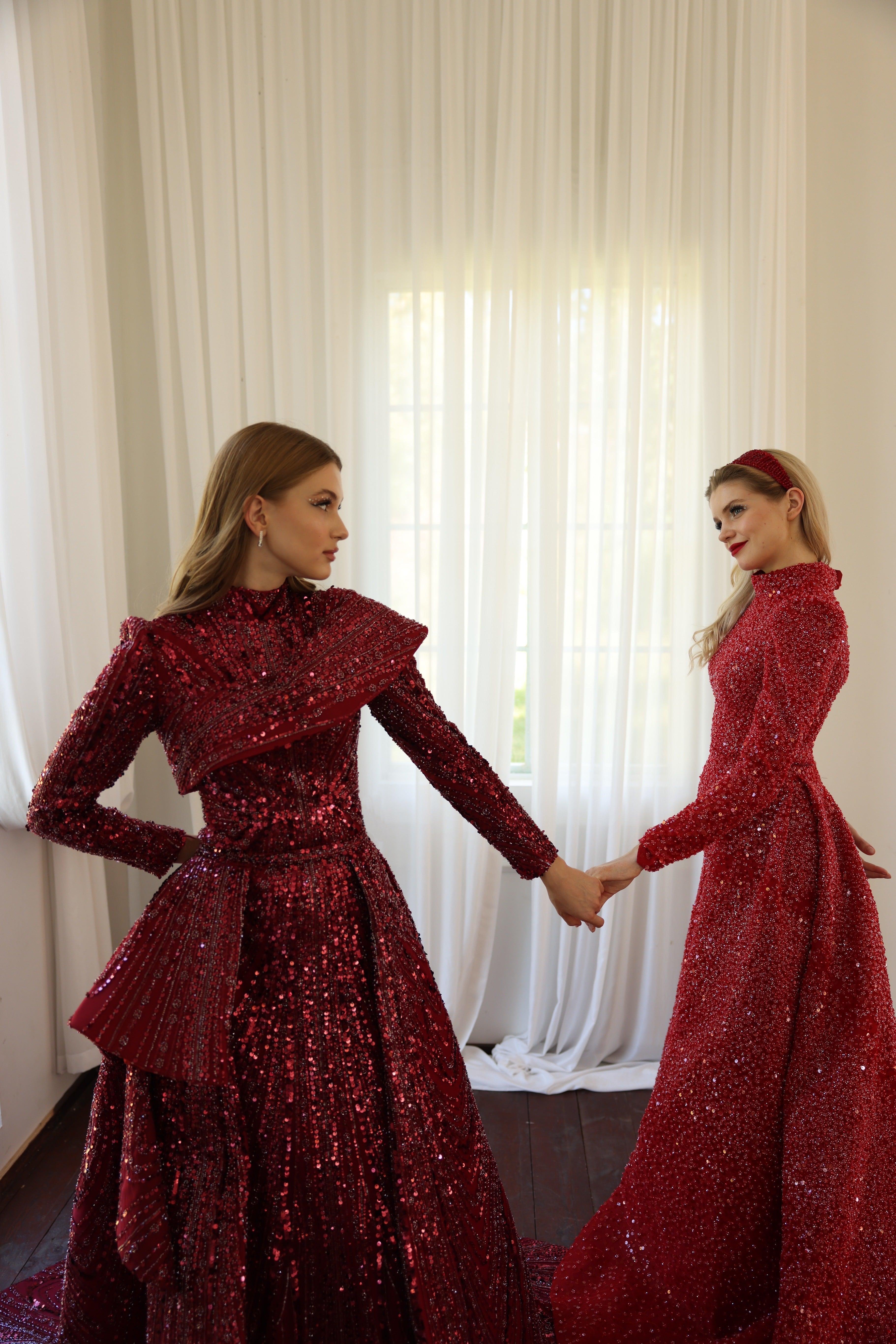 Avin Bordo Kuyruklu Elbise - MyRentalDress