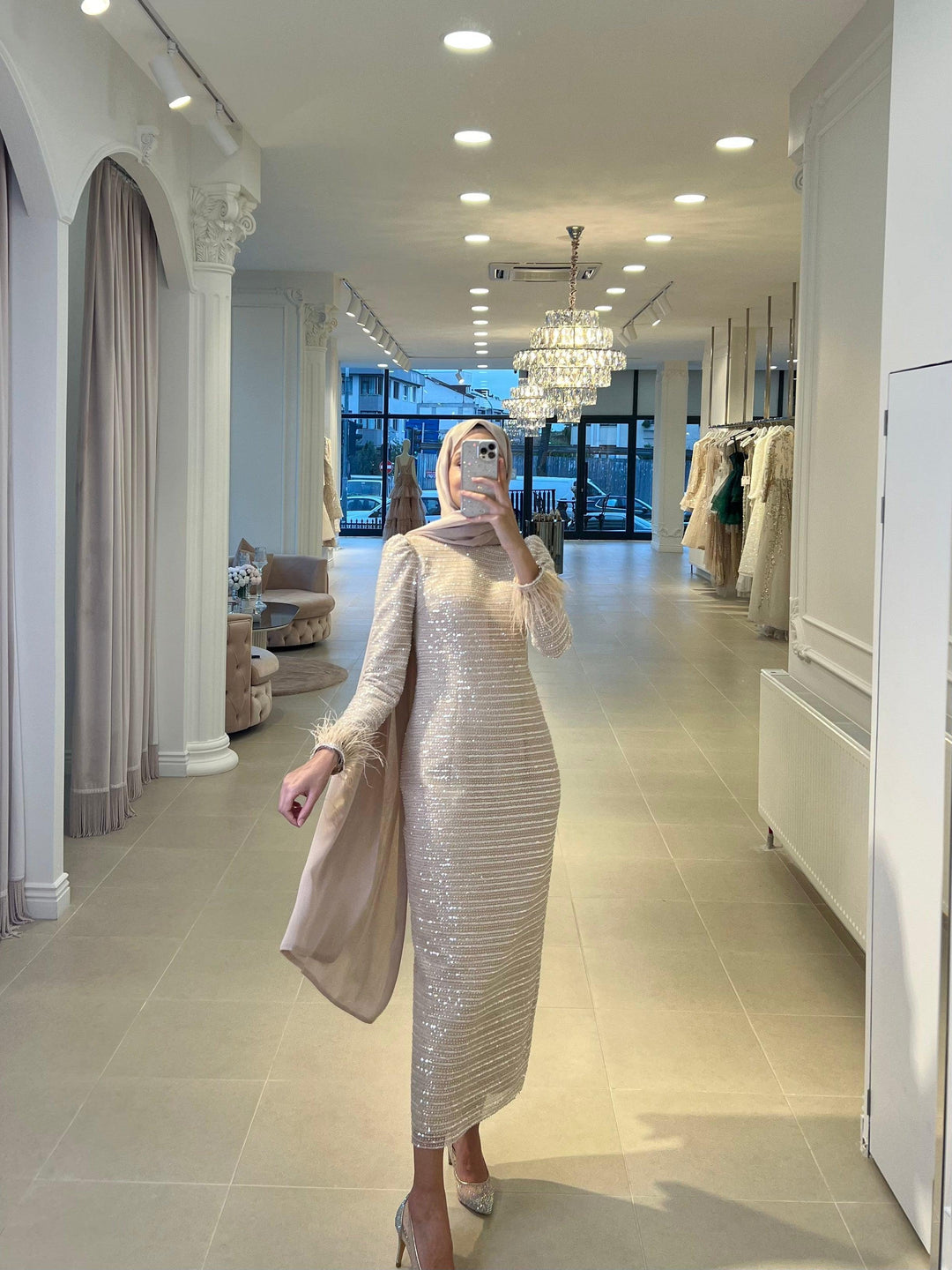 Harper Bej Kalem Elbise - MyRentalDress
