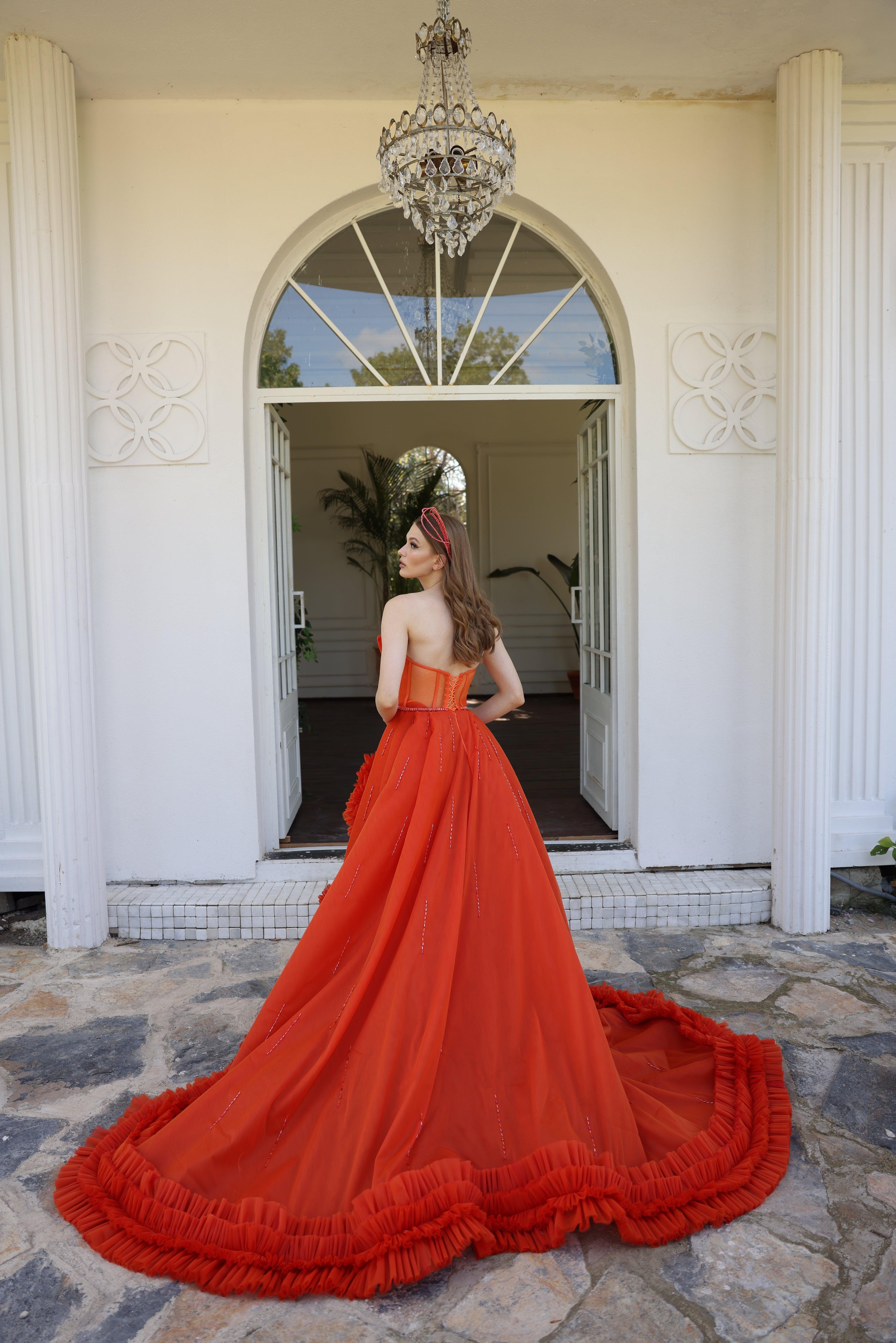 Solaria Turuncu Elbise - MyRentalDress