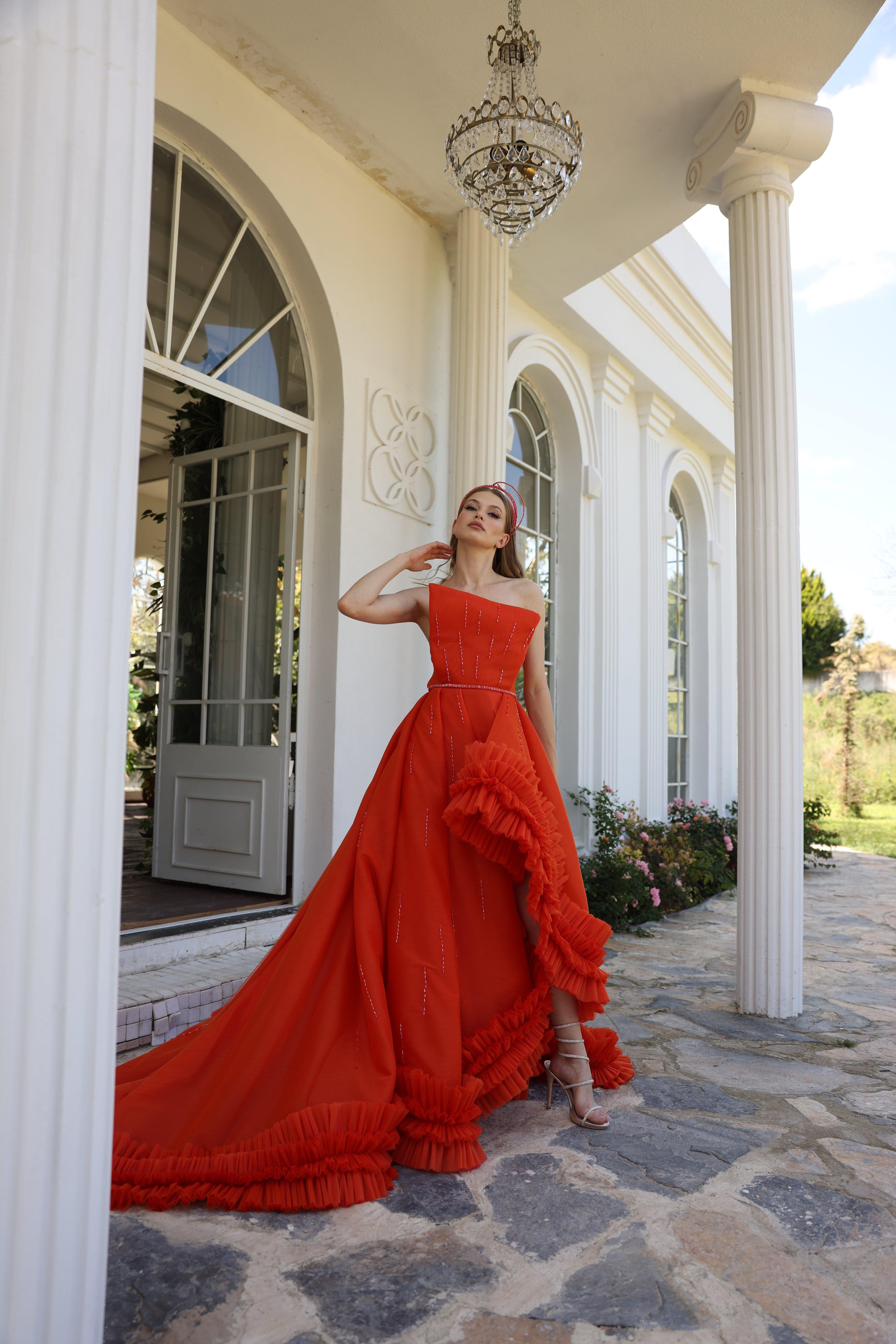 Solaria Turuncu Elbise - MyRentalDress