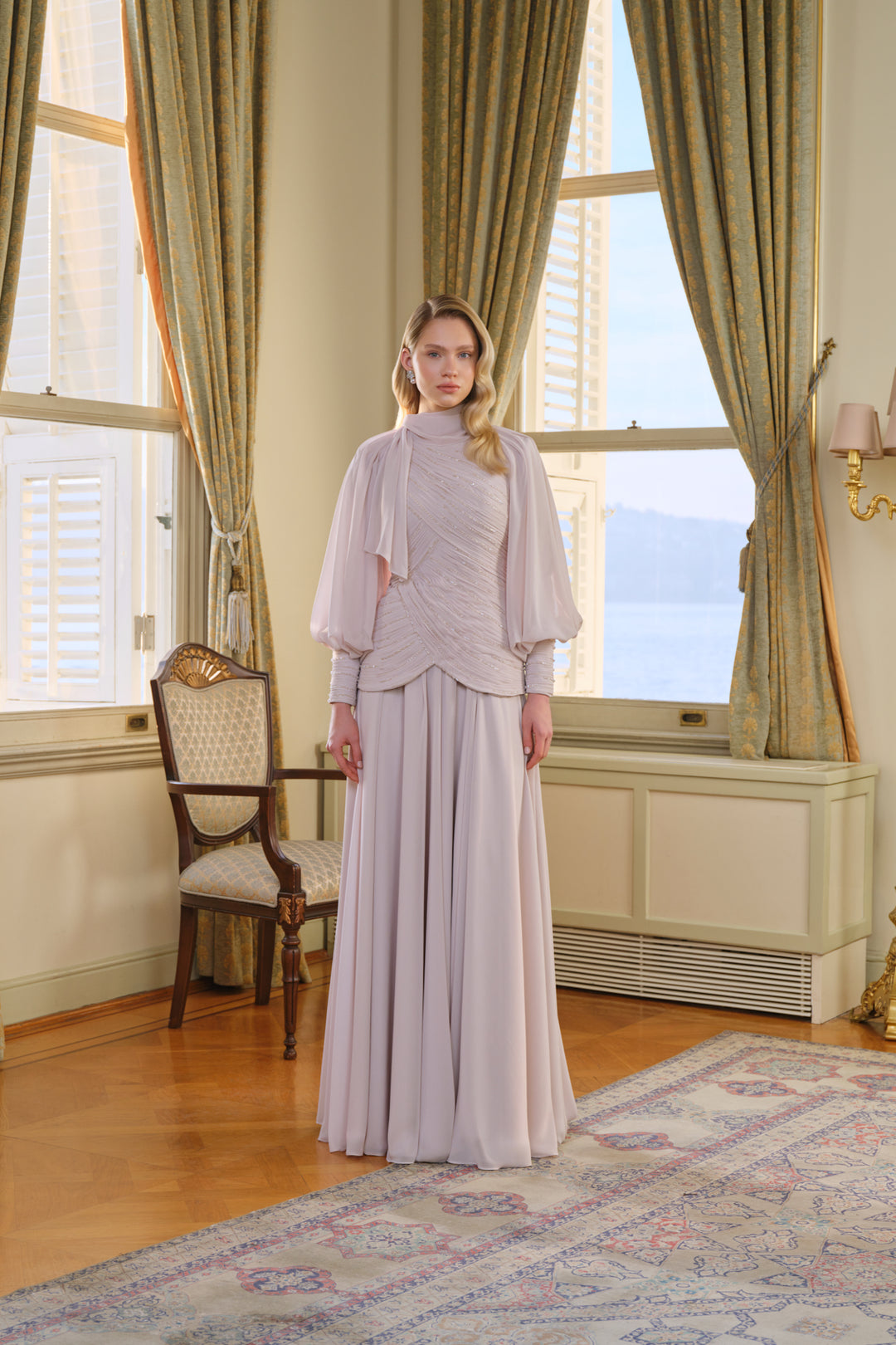 Fancy Bej Drapeli Elbise