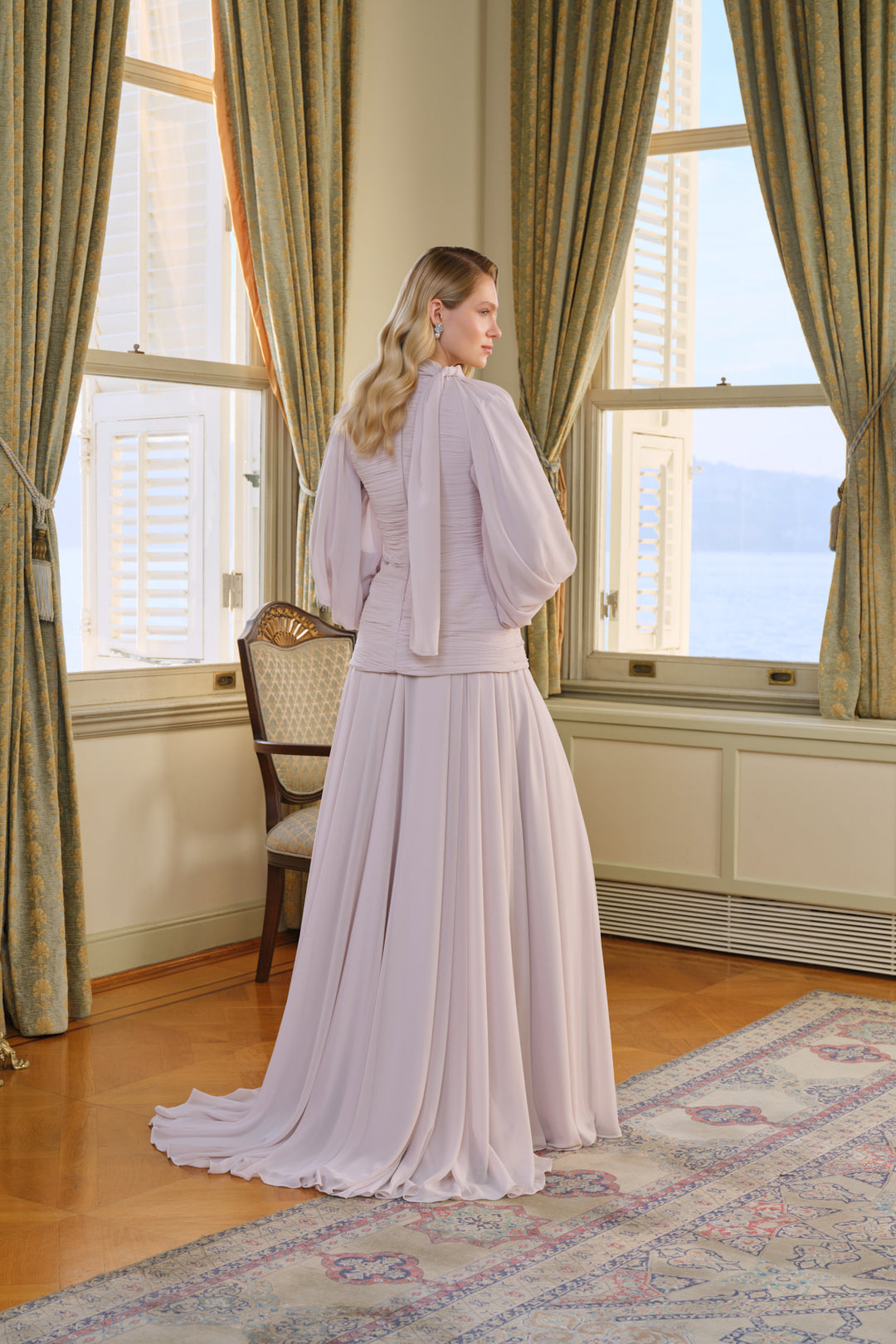 Fancy Bej Drapeli Elbise