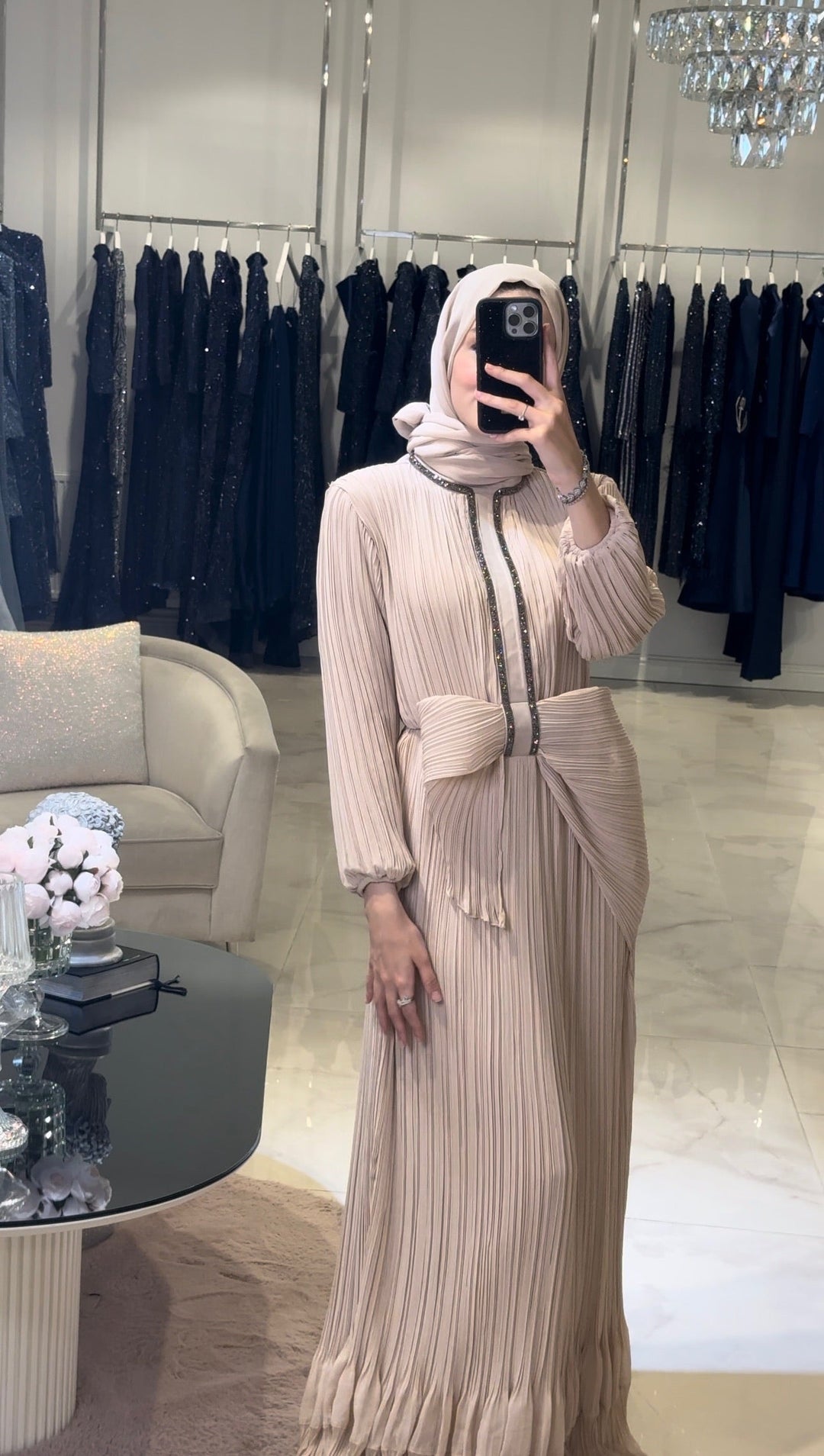 Bej Fiyonk Detaylı Abiye Elbise - MyRentalDress