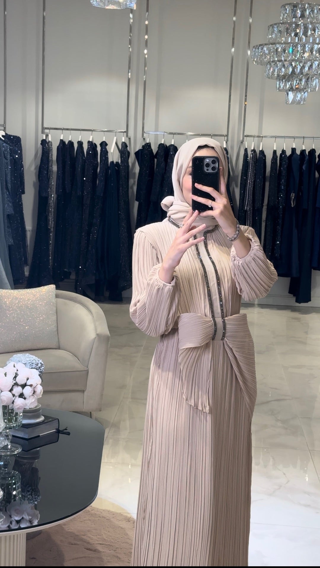 Bej Fiyonk Detaylı Abiye Elbise - MyRentalDress