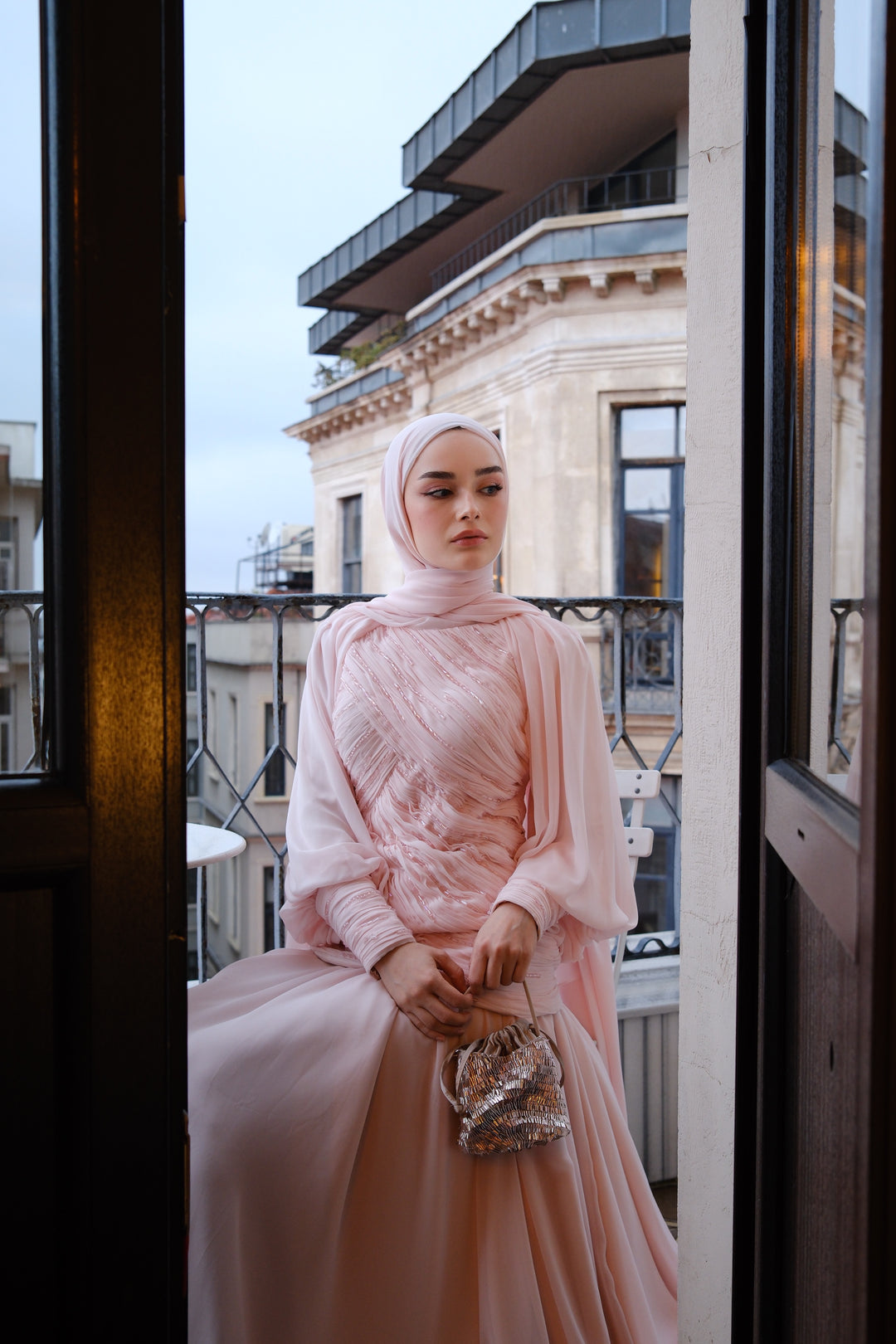 Fancy Pembe Drapeli Elbise