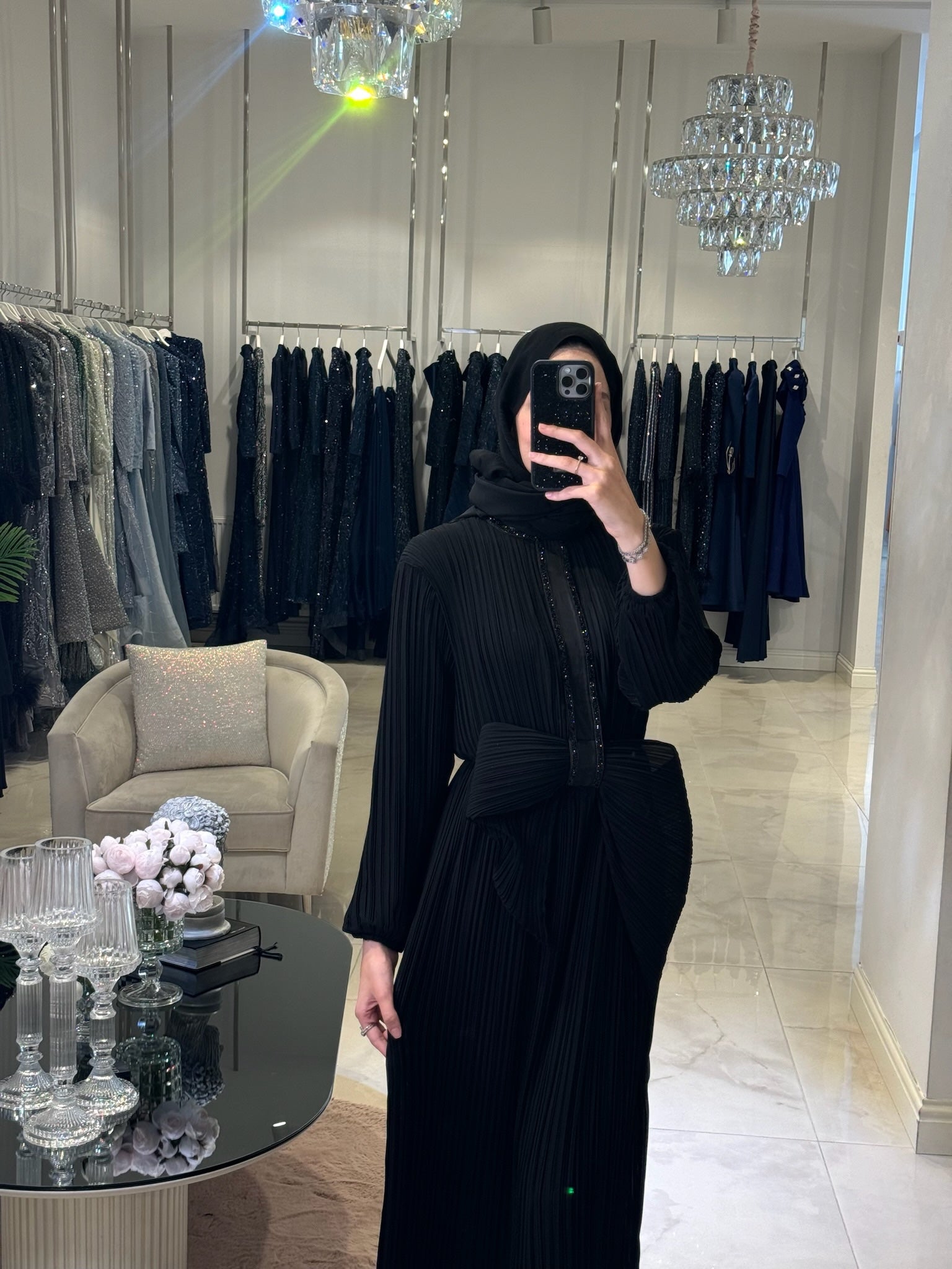 Siyah Fiyonk Detaylı Abiye Elbise - MyRentalDress