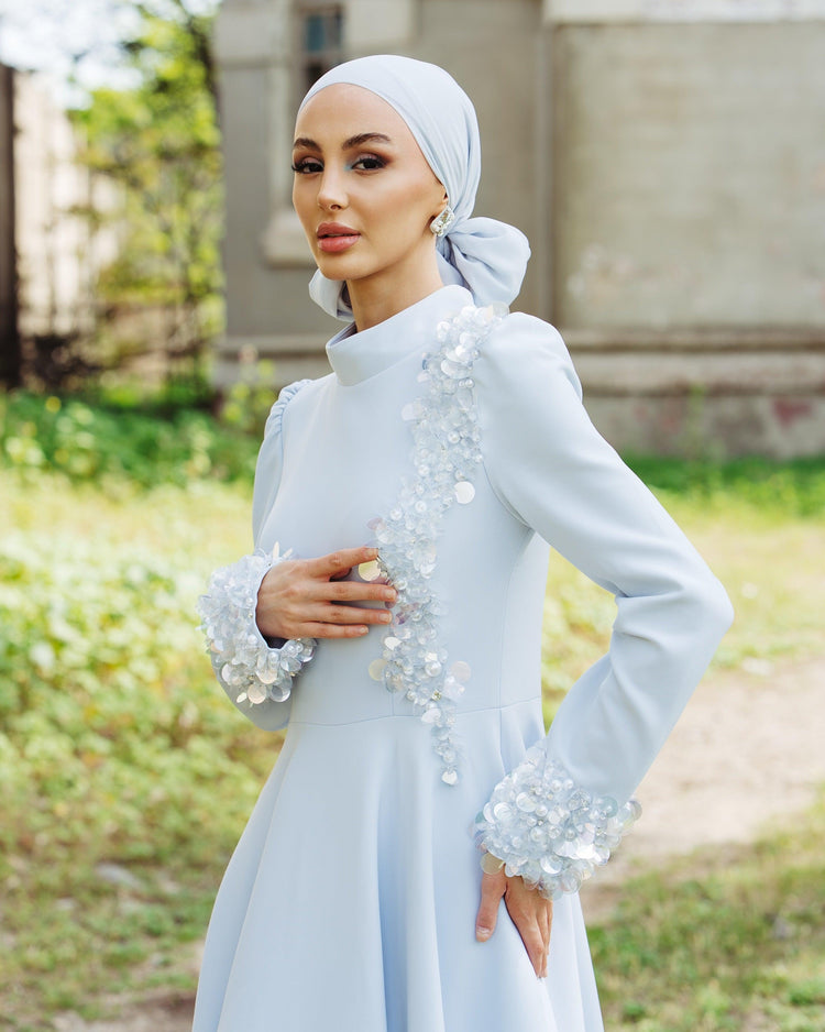 Zuki Gri Midi Boy Elbise - MyRentalDress
